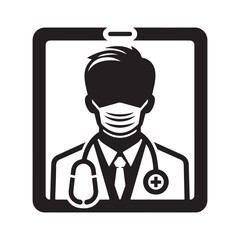 Vector Doctor Silhouette Medical Illustration, 
Vector Doctor Silhouette Black and White Illustration, 
Doctor Vector Icon Medical Worker Concept .
