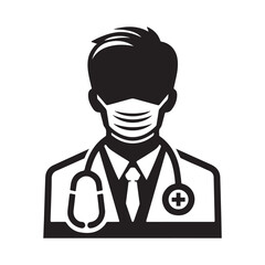 Vector Doctor Silhouette Medical Illustration, 
Vector Doctor Silhouette Black and White Illustration, 
Doctor Vector Icon Medical Worker Concept .