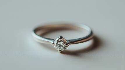 Elegant Solitaire Diamond Ring on a Soft Neutral Background for Jewelry Photography