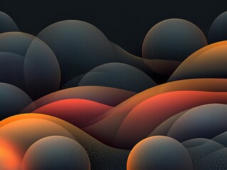 Obraz premium Surreal Abstract Landscape with Spheres and Flowing Gradient Hills