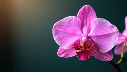 Obraz premium Delicate pink orchid blossoms, showcasing intricate details and vibrant color , purple, plant