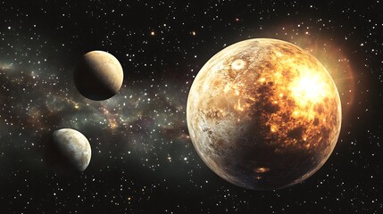 Space planets orbiting