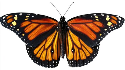 Fototapeta premium Butterfly high resolution PNG transparent background image of a monarch butterfly crisp details and clean edges for stock photo use overlay cut out on isolated transparent removed background