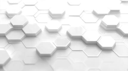 Futuristic honeycomb mosaic white background. Realistic geometric mesh cells texture