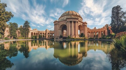 Fototapeta premium Palace of Fine Arts Reflecting Pool: Serene Classical Architecture