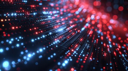 Fototapeta premium Abstract picture micro light sparkling particle represent data flow. Vivid flowing wave with high tech texture, create digital effect scene perfect for energetic and fantasy wallpaper design. AIG53.