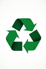 Obraz premium Green recycling icon on white background, vector style.