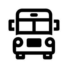 School bus transport icon. Bus with wheels transporting students daily.