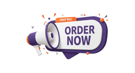 Glossy red "Order Now" button illustration – bold white text on a shiny badge – isolated graphic for web, apps, or digital marketing – ideal call-to-action element for promotions