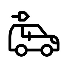 Electric vehicle eco icon. Car with plug promoting sustainable transport.