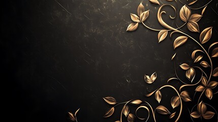 Gold leaves on dark background (2)