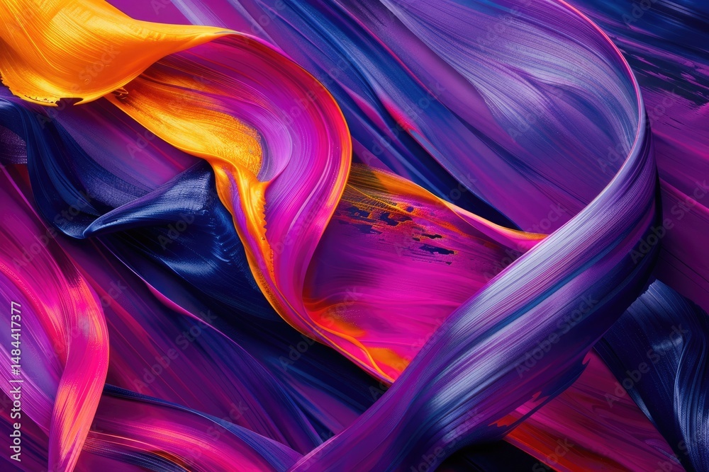 Poster 3d abstract mesh fabric with pink and blue waves. textured and fluid design. background image of red