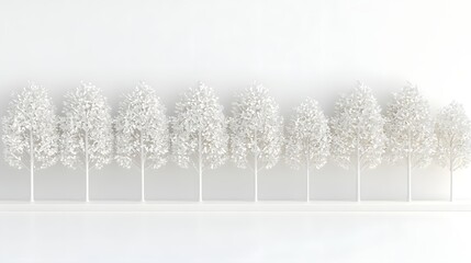 White Decorative Trees on Minimalist Background for Modern Home Decor Designs