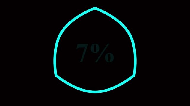7% taxt Animation of glowing neon Pink and blue color number text animation . pink and blue neon number Four, symbol, technology, text,