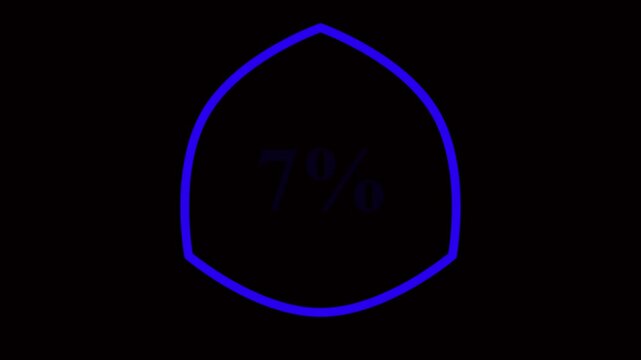 7% taxt Animation of glowing neon Pink and blue color number text animation . pink and blue neon number Four, symbol, technology, text,