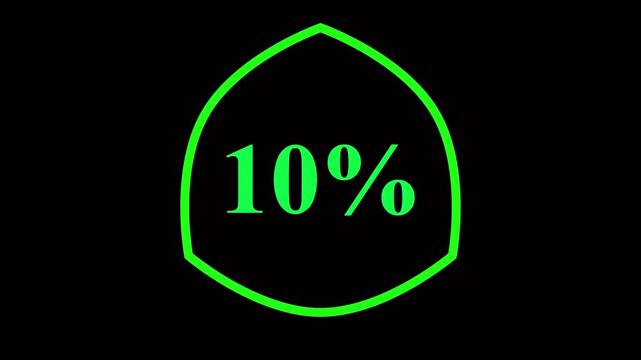 10% taxt Animation of glowing neon Pink and blue color number text animation . pink and blue neon number Four, symbol, technology, text