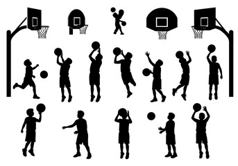 Diverse Basketball Players in Action Silhouettes (1)