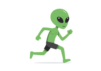 Energetic Green Alien in Action Running