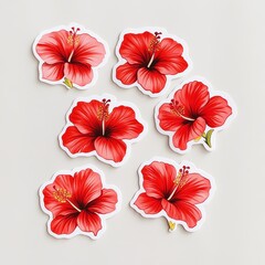 Obraz premium Sticker Design of Red Hibiscus Flower