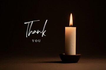 Elegant dark candlelight thank you note minimalist aesthetic studio setting warm atmosphere close-up perspective