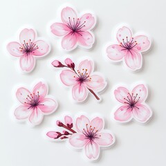Sticker Design of Pink Cherry Blossoms