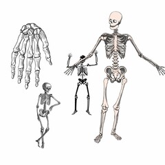 human skeleton bones set collection.