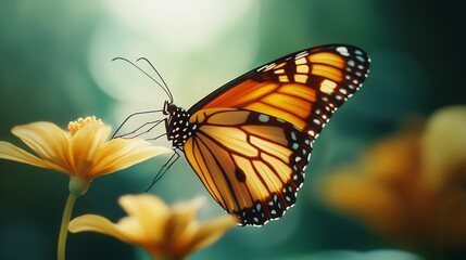 Naklejka premium Butterfly stock image concept beautiful monarch butterfly captured in high resolution with a focus on delicate wing structures overlay cut out on isolated transparent removed background