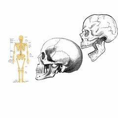 human skeleton bones set collection.