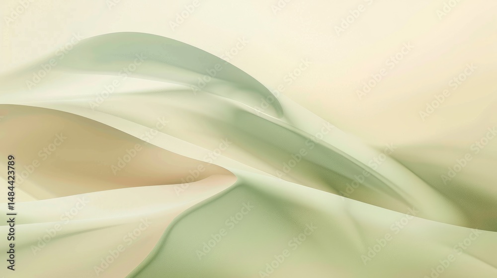 Poster abstract soft pastel wave pattern in beige and green tones. digital background for art design. backg