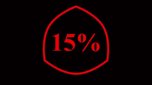 15% taxt Animation of glowing neon Pink and blue color number text animation . pink and blue neon number Four, symbol, technology, text