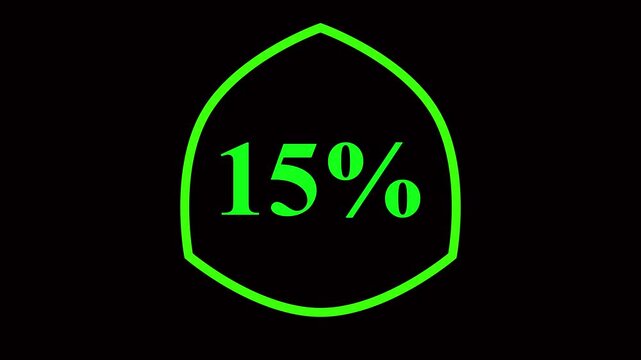 15% taxt Animation of glowing neon Pink and blue color number text animation . pink and blue neon number Four, symbol, technology, text