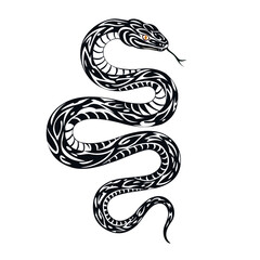 Black and White Tribal Snake Tattoo Design