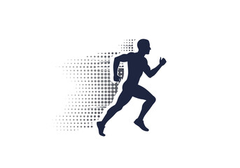 Dynamic Silhouette of a Running Athlete in Motion