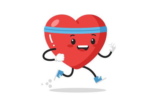 A Cheerful Heart Character Running with Enthusiasm