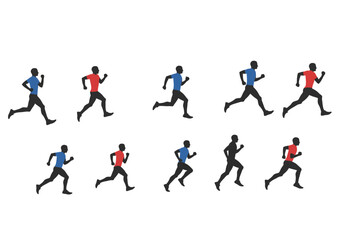 Diverse Running Silhouettes in Various Running Positions