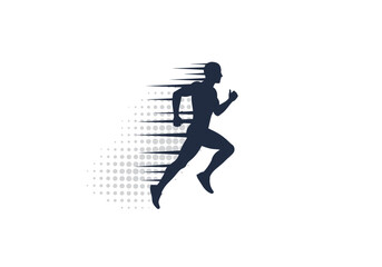 Dynamic Runner Silhouette with Motion Trail and Forward Momentum