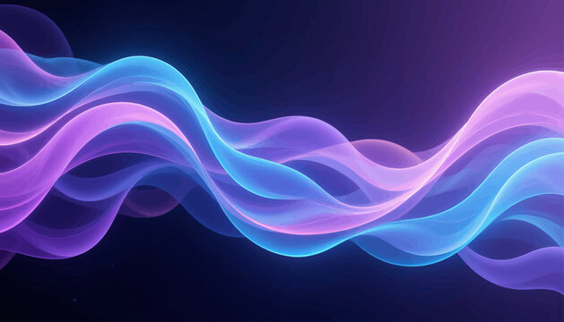 Abstract Wavy Lines in Purple and Blue on Dark Background