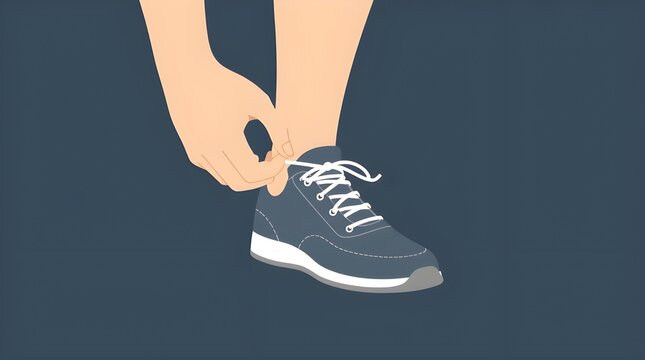 hands tying a shoe laces