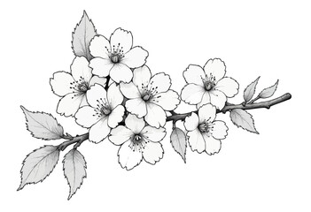Cherry Blossoms in Bloom Line Art Spring Serenity