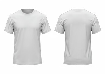 Two white t-shirts are displayed showing the front and back of the garment