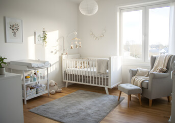 Modern white nursery decor