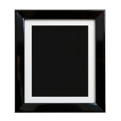 Empty black frame with a white matte hanging on black
