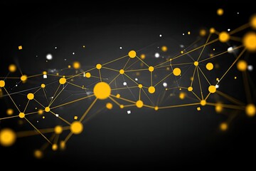 Abstract network visualization with golden spheres and lines