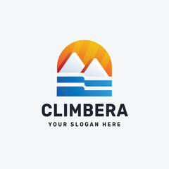 Mountain ocean logo vector icon illustration