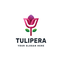 Tulip flower logo vector icon illustration