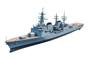 Fototapeta premium Modern Naval Ship in Calm Seas at Dusk