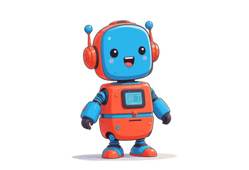 Playful Robot Listening with Headphones in Bright Day