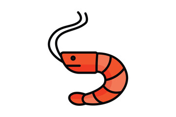 Shrimp icon. colored outline icon style. icon related to food. seafood elements vector illustration