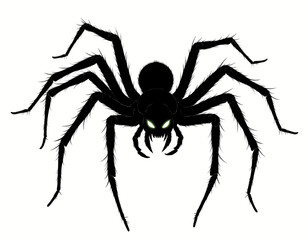 Obraz premium Sinister Spider Silhouette with Glowing Eyes in Dark Night