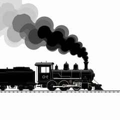 Vintage Steam Train Emitting Black Smoke on Rails at Dusk